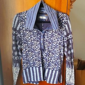 We The Free XL navy blue print half button down pullover